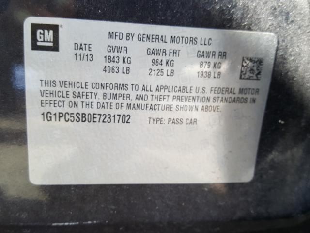 Photo 9 VIN: 1G1PC5SB0E7231702 - CHEVROLET CRUZE LT 