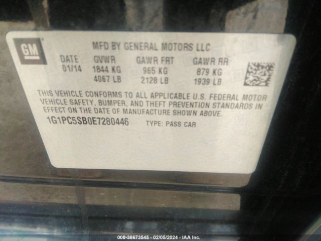 Photo 8 VIN: 1G1PC5SB0E7280446 - CHEVROLET CRUZE 