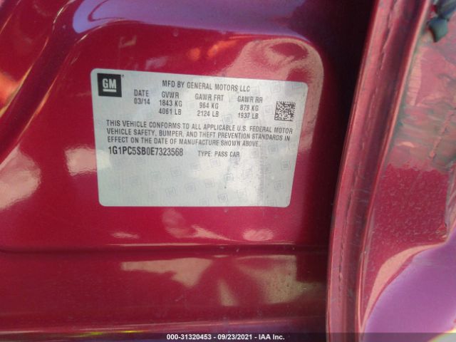 Photo 8 VIN: 1G1PC5SB0E7323568 - CHEVROLET CRUZE 