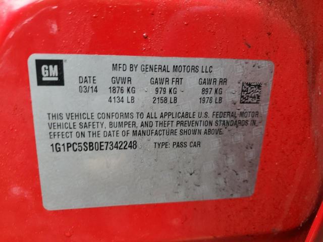 Photo 11 VIN: 1G1PC5SB0E7342248 - CHEVROLET CRUZE 