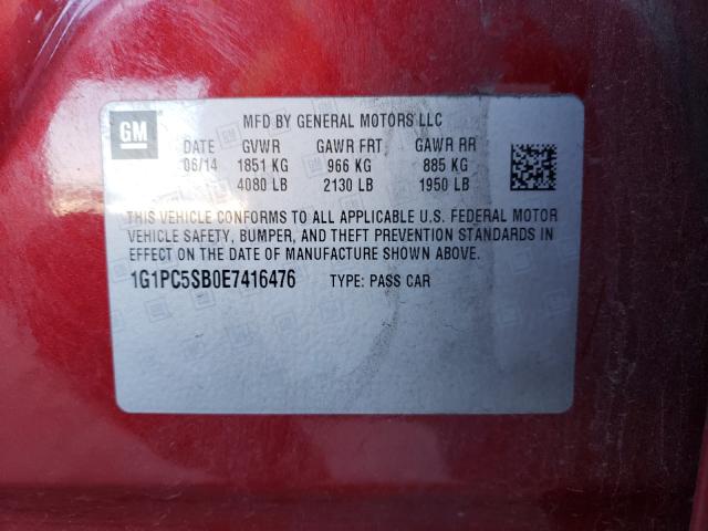 Photo 9 VIN: 1G1PC5SB0E7416476 - CHEVROLET CRUZE LT 