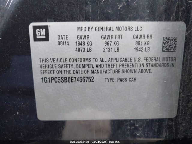 Photo 8 VIN: 1G1PC5SB0E7456752 - CHEVROLET CRUZE 