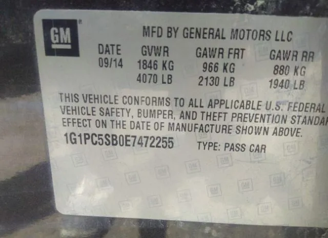 Photo 8 VIN: 1G1PC5SB0E7472255 - CHEVROLET CRUZE 