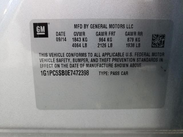 Photo 11 VIN: 1G1PC5SB0E7472398 - CHEVROLET CRUZE 