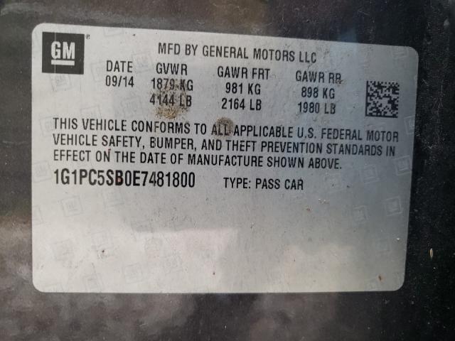 Photo 9 VIN: 1G1PC5SB0E7481800 - CHEVROLET CRUZE LT 