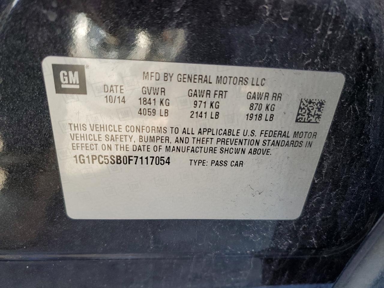 Photo 11 VIN: 1G1PC5SB0F7117054 - CHEVROLET CRUZE 