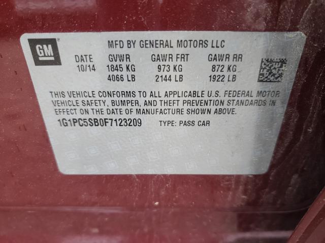 Photo 9 VIN: 1G1PC5SB0F7123209 - CHEVROLET CRUZE LT 