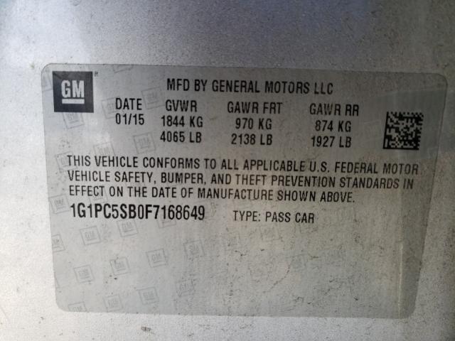 Photo 9 VIN: 1G1PC5SB0F7168649 - CHEVROLET CRUZE LT 