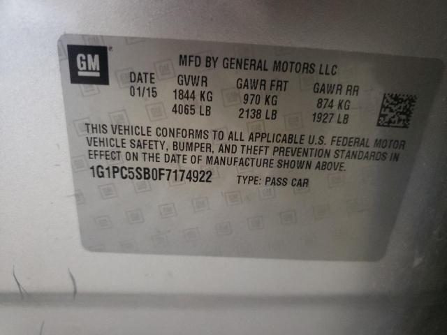 Photo 9 VIN: 1G1PC5SB0F7174922 - CHEVROLET CRUZE LT 