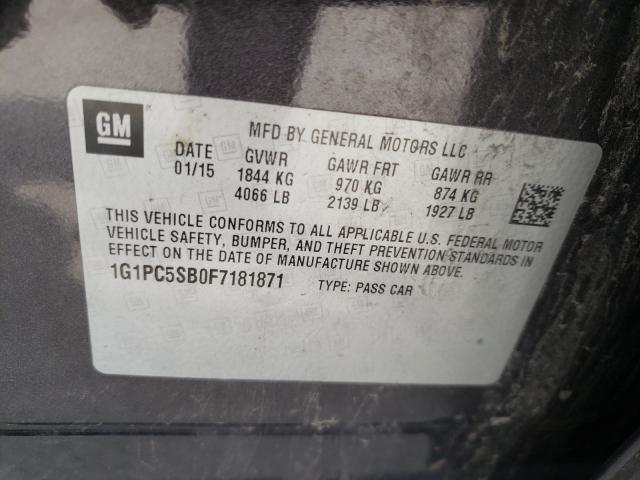 Photo 9 VIN: 1G1PC5SB0F7181871 - CHEVROLET CRUZE LT 