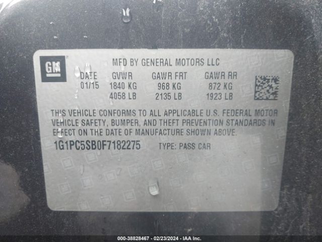 Photo 8 VIN: 1G1PC5SB0F7182275 - CHEVROLET CRUZE 