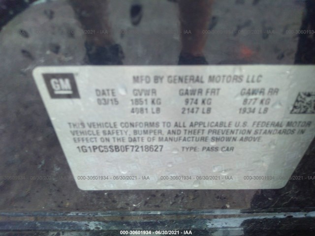 Photo 8 VIN: 1G1PC5SB0F7218627 - CHEVROLET CRUZE 