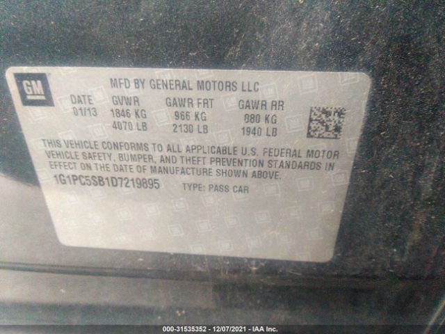 Photo 8 VIN: 1G1PC5SB1D7219895 - CHEVROLET CRUZE 