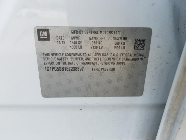 Photo 9 VIN: 1G1PC5SB1E7238397 - CHEVROLET CRUZE LT 