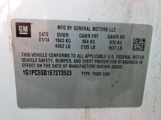 Photo 9 VIN: 1G1PC5SB1E7273523 - CHEVROLET CRUZE LT 