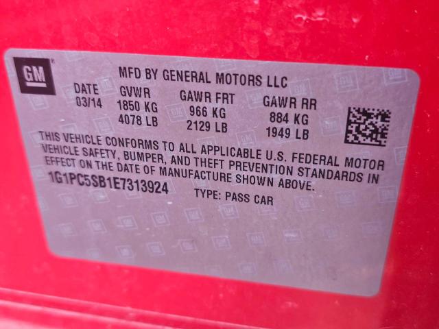 Photo 9 VIN: 1G1PC5SB1E7313924 - CHEVROLET CRUZE LT 