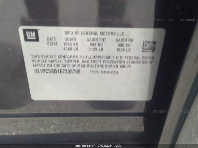 Photo 8 VIN: 1G1PC5SB1E7338788 - CHEVROLET CRUZE 