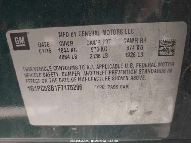 Photo 8 VIN: 1G1PC5SB1F7175206 - CHEVROLET CRUZE 