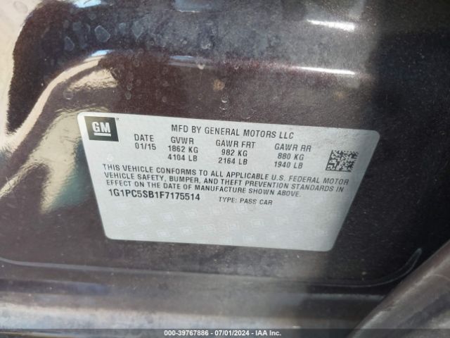 Photo 8 VIN: 1G1PC5SB1F7175514 - CHEVROLET CRUZE 