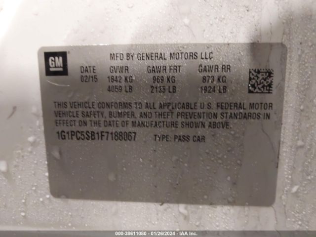 Photo 8 VIN: 1G1PC5SB1F7188067 - CHEVROLET CRUZE 