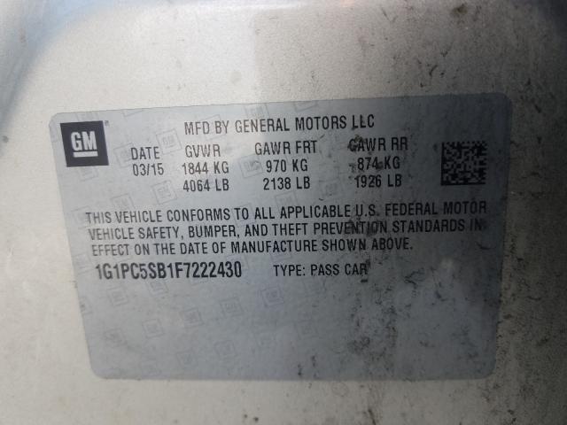 Photo 9 VIN: 1G1PC5SB1F7222430 - CHEVROLET CRUZE LT 