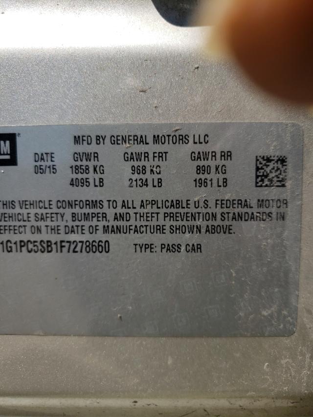 Photo 9 VIN: 1G1PC5SB1F7278660 - CHEVROLET CRUZE LT 