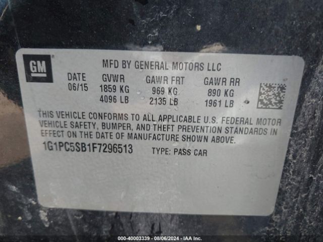 Photo 8 VIN: 1G1PC5SB1F7296513 - CHEVROLET CRUZE 