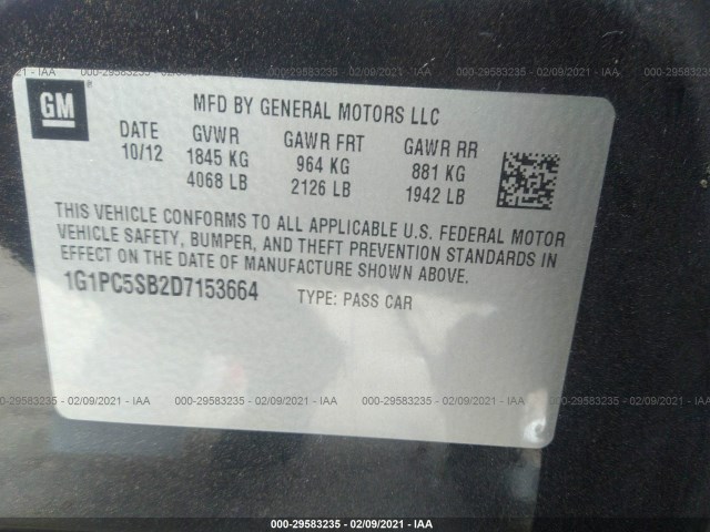 Photo 8 VIN: 1G1PC5SB2D7153664 - CHEVROLET CRUZE 