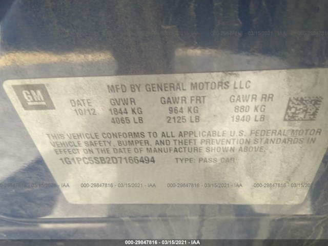 Photo 8 VIN: 1G1PC5SB2D7166494 - CHEVROLET CRUZE 