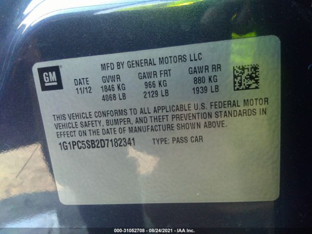 Photo 8 VIN: 1G1PC5SB2D7182341 - CHEVROLET CRUZE 