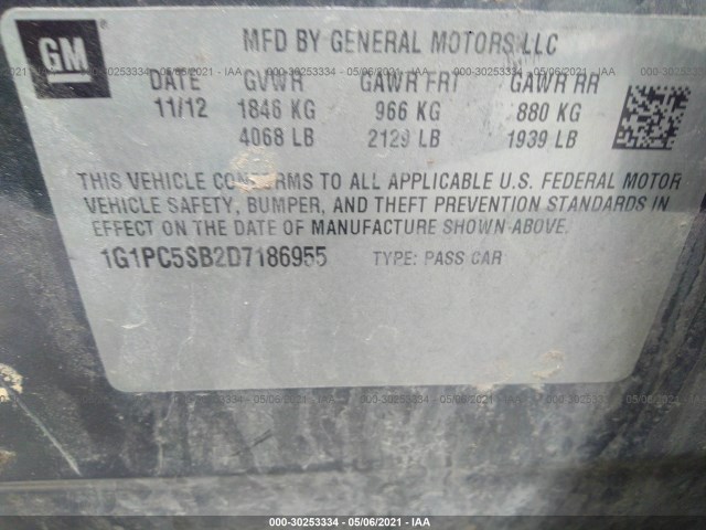 Photo 8 VIN: 1G1PC5SB2D7186955 - CHEVROLET CRUZE 