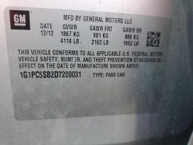 Photo 12 VIN: 1G1PC5SB2D7200031 - CHEVROLET CRUZE LT 