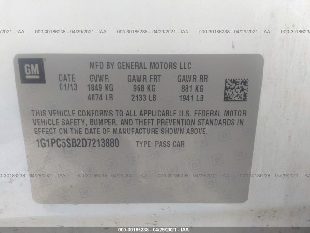 Photo 8 VIN: 1G1PC5SB2D7213880 - CHEVROLET CRUZE 