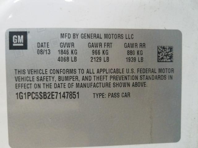 Photo 9 VIN: 1G1PC5SB2E7147851 - CHEVROLET CRUZE 