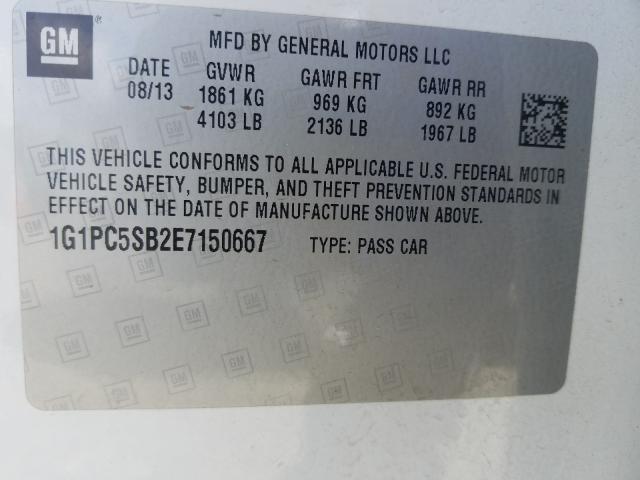 Photo 9 VIN: 1G1PC5SB2E7150667 - CHEVROLET CRUZE LT 