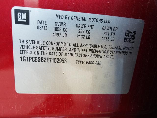 Photo 9 VIN: 1G1PC5SB2E7152953 - CHEVROLET CRUZE LT 