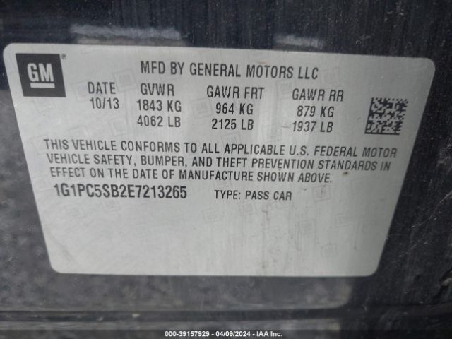 Photo 8 VIN: 1G1PC5SB2E7213265 - CHEVROLET CRUZE 