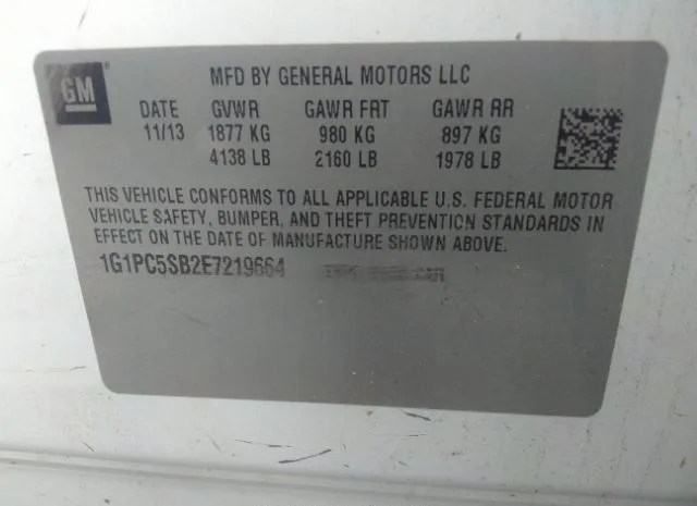 Photo 8 VIN: 1G1PC5SB2E7219664 - CHEVROLET CRUZE 