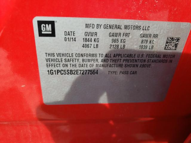 Photo 9 VIN: 1G1PC5SB2E7277564 - CHEVROLET CRUZE LT 