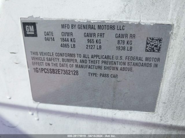 Photo 8 VIN: 1G1PC5SB2E7362128 - CHEVROLET CRUZE 