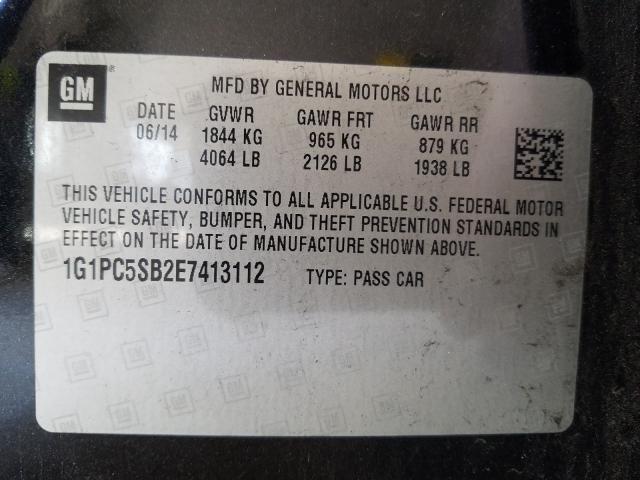 Photo 9 VIN: 1G1PC5SB2E7413112 - CHEVROLET CRUZE LT 