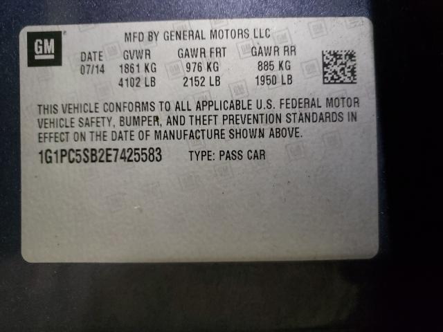 Photo 9 VIN: 1G1PC5SB2E7425583 - CHEVROLET CRUZE LT 