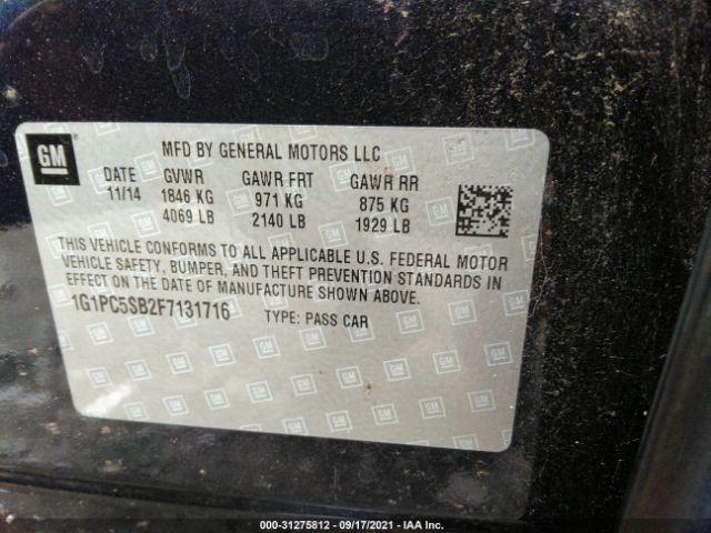 Photo 8 VIN: 1G1PC5SB2F7131716 - CHEVROLET CRUZE 