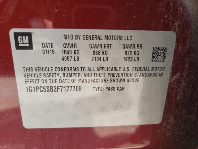 Photo 12 VIN: 1G1PC5SB2F7177708 - CHEVROLET CRUZE LT 