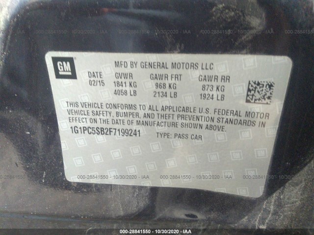 Photo 8 VIN: 1G1PC5SB2F7199241 - CHEVROLET CRUZE 