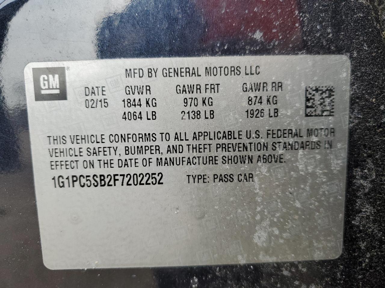 Photo 12 VIN: 1G1PC5SB2F7202252 - CHEVROLET CRUZE 