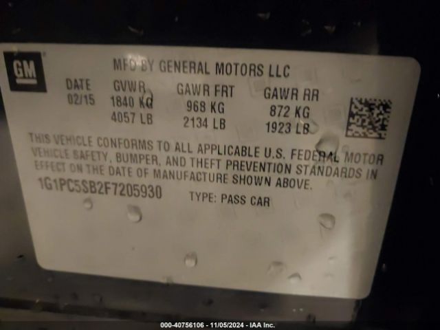 Photo 8 VIN: 1G1PC5SB2F7205930 - CHEVROLET CRUZE 