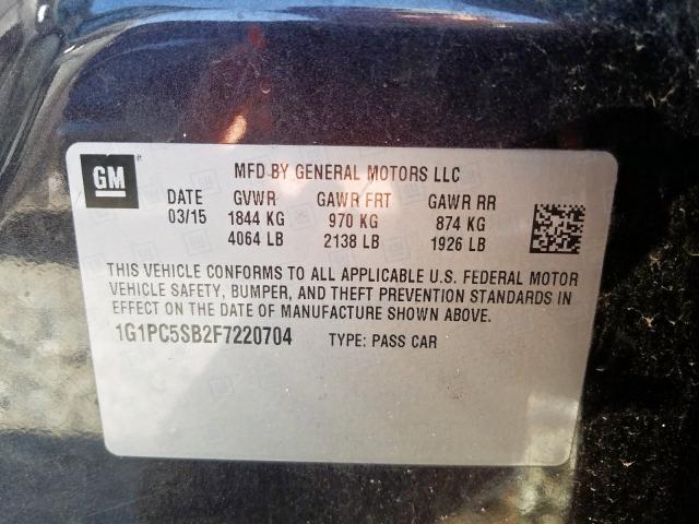 Photo 9 VIN: 1G1PC5SB2F7220704 - CHEVROLET CRUZE LT 