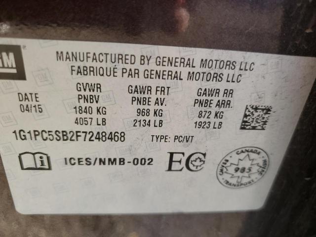 Photo 11 VIN: 1G1PC5SB2F7248468 - CHEVROLET CRUZE LT 