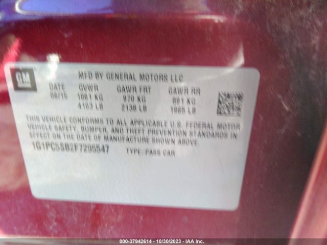 Photo 8 VIN: 1G1PC5SB2F7295547 - CHEVROLET CRUZE 